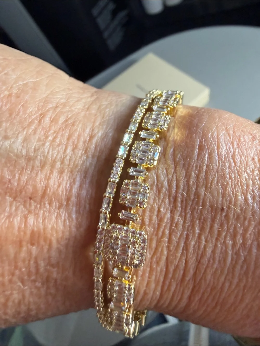 Freida Rothman Gold Crystal Tennis Bracelet new